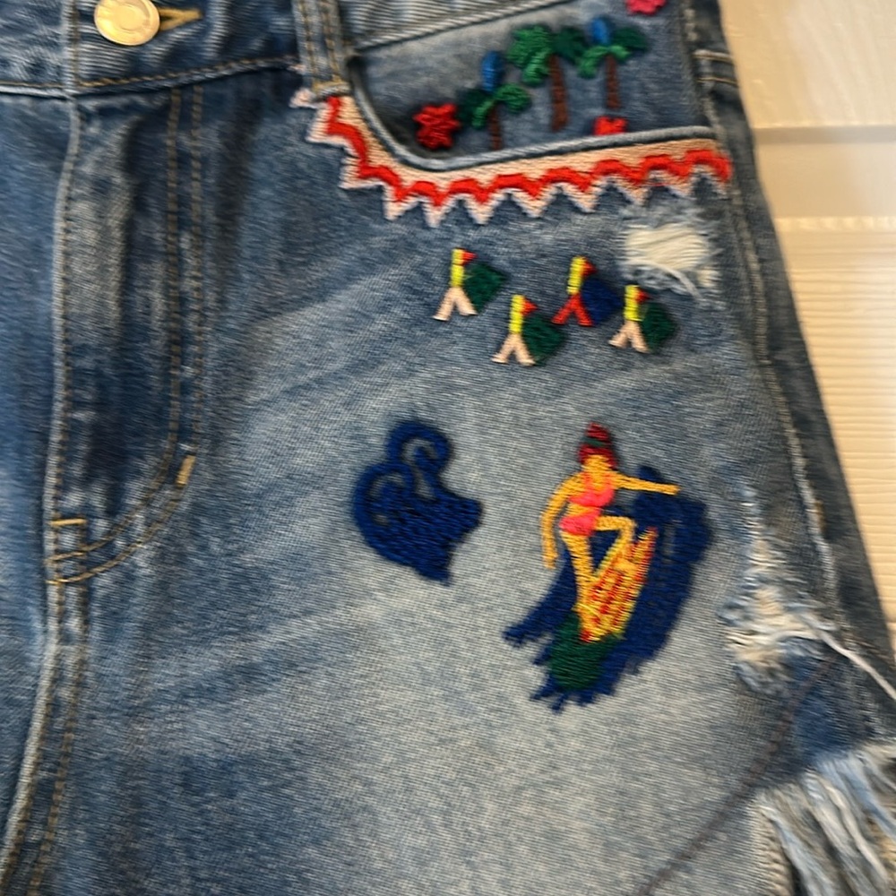 SJYP blue cutoff denim Jean shorts, Sz Small - Picture 4 of 8